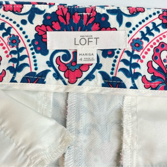 LOFT Original Crop Capri Pants Marisa Riviera Blue Pink Stretch NWOT Size 4 - Picture 3 of 10